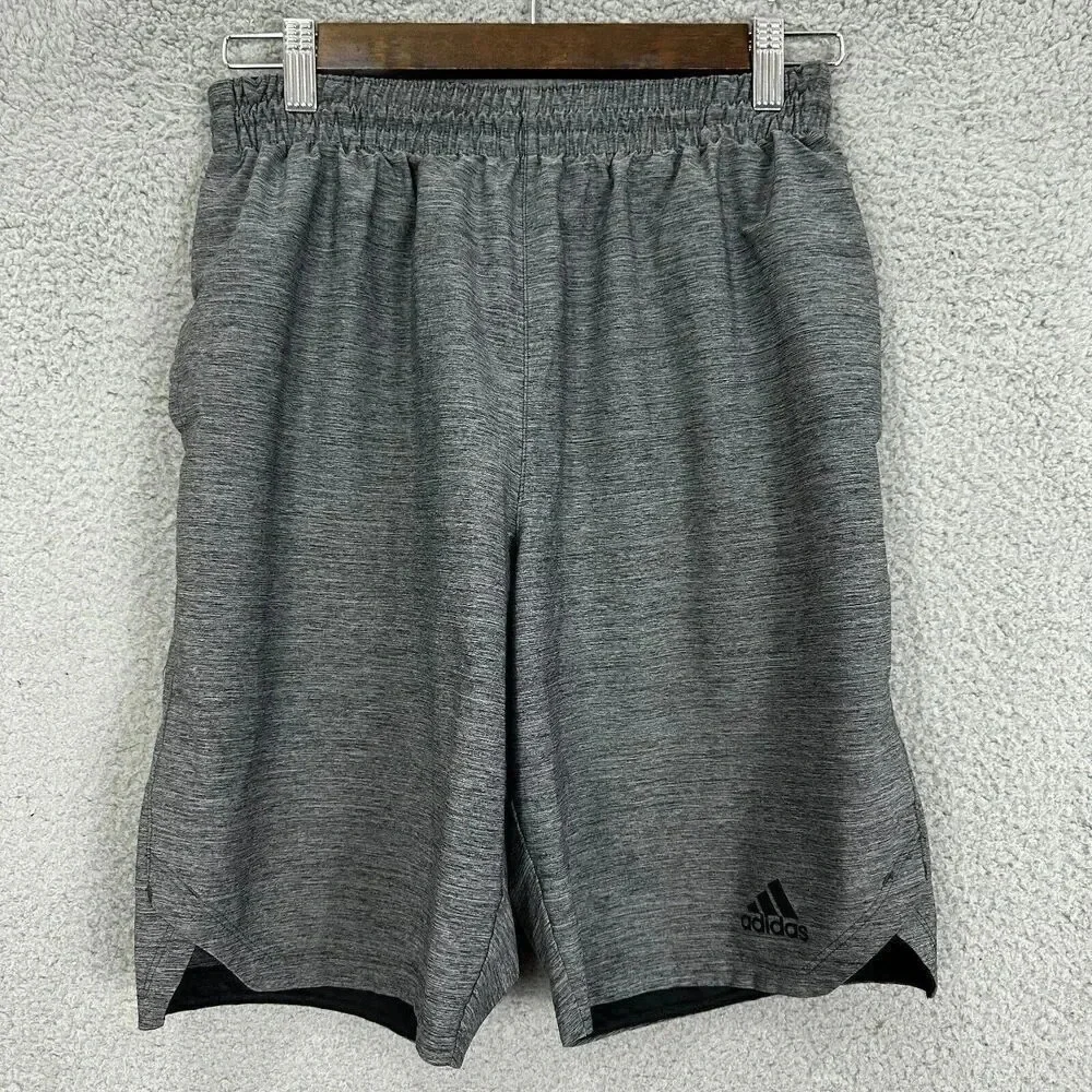 Adidas shorts Men’s small gray athletic pockets Drawstring Soccer running woven